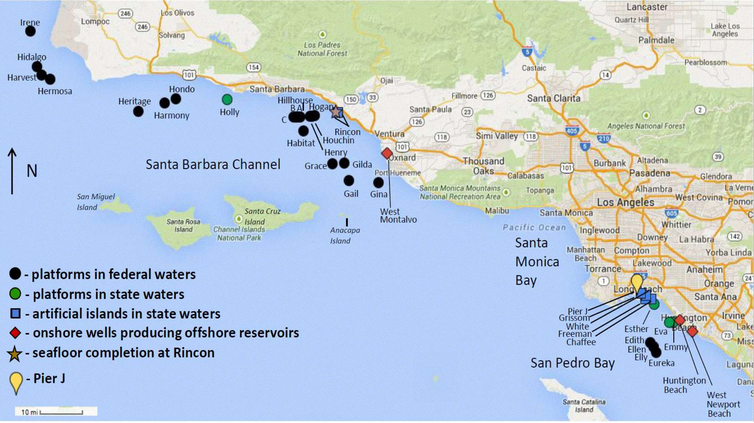  Карта морских энергетических операций Калифорнии. 